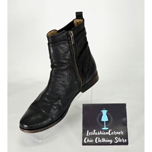 Frye Anna Gore Women's Black Leather Ankle Boots Buckle Detail Sze 8M 311 - Picture 16 of 16